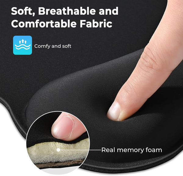 Eoocoo Ergonomic Mouse Pad with Wrist Support, Mousepad with Memory Foam Wrist Rest and Non-Slip Base for Computer, Cafe, Home & Office, 9.64 X