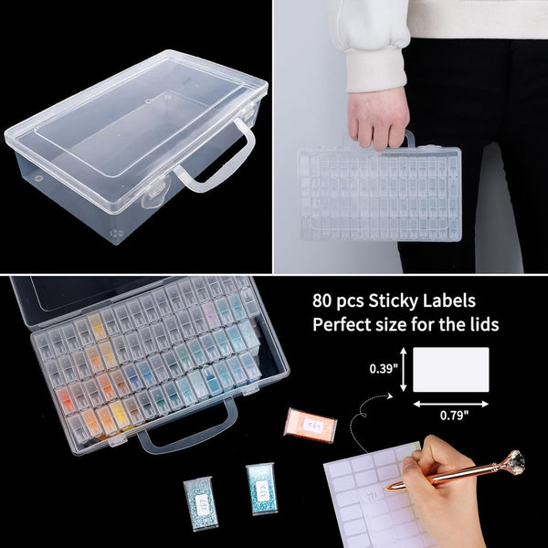SGHUO 64 Grid Diamond Painting Storage Containers Diamond Art Accessories Tool Box Craft Storage with Adjustable Dividers for Beads, Art DIY,