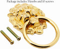 Mgoodoo 5Pcs Drawer Lion Head Pull Handle Knob Dresser Cabinet Pull Ring 1.97X3.54Inch Classical Antique Style Zinc Alloy Handle (Large|Gold)