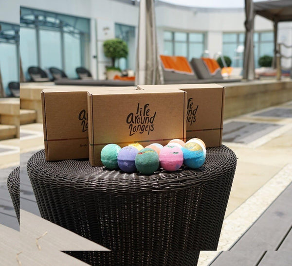 Lifearound2Angels Bath Bombs Gift Set 12 USA Made Fizzies, Shea & Coco Butter Dry Skin Moisturize, Perfect for Bubble Spa Bath. Handmade Birthday