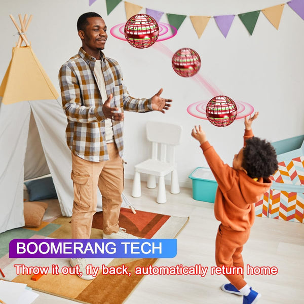 Flying Orb Ball Toy - 2024 Upgraded Magic Flying Orb Toy with LED Light 360Â°Rotating, Boomerang Flying Ball Toys Indoor Outdoor Fun Games, for
