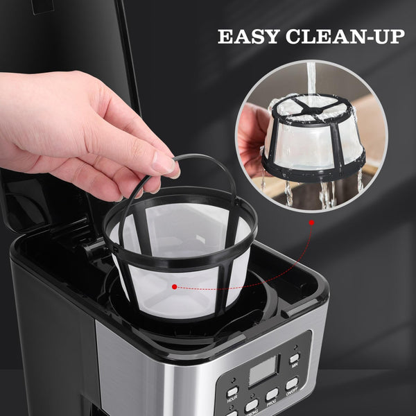 Taylor Swoden 12-Cup Programmable Coffee Maker, Regular & Strong Brew Drip Coffee Machine for Home and Office, Glass Carafe, Pause & Serve, Auto