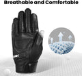 ILM Goatskin Leather Motorcycle Motorbike Powersports Racing Gloves Touchscreen for Men and Women Model DN01(XL, Black Perforated)