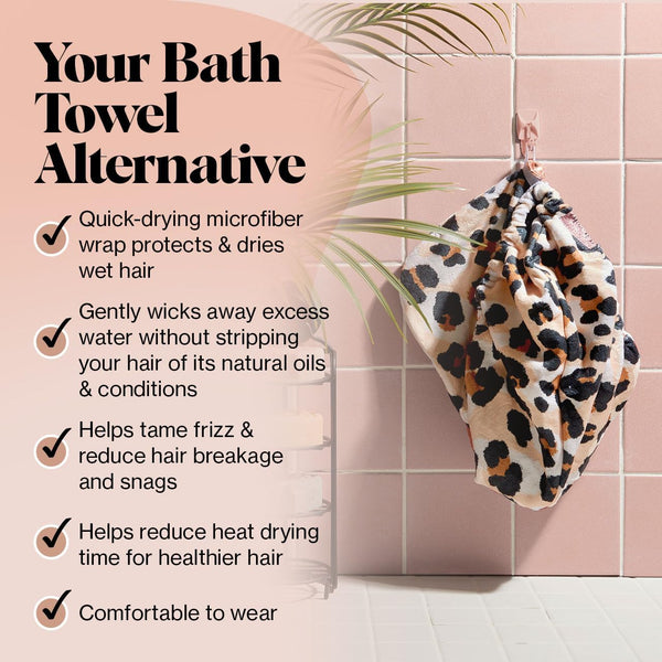 Kitsch Microfiber Hair Towel Wrap for Women - Microfiber Towel, Super Absorbent, Quick Dry, Anti-Frizz - for Long and Short Hairs, Turbans for