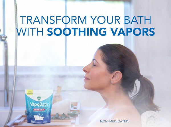 Vicks Vapobath, Bath Salts, Bath Bomb, Non-Medicated Bath Crystals, Comforting Vicks Vapors, Vapor Bath, Aromatherapy with Eucalyptus and Menthol