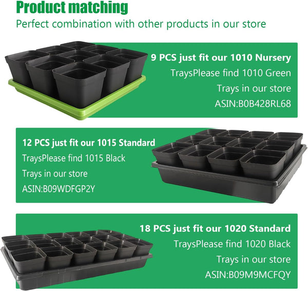 Square Nursery Pots 3.54Inches 90 Pcs Seedling Flower Post Plastic Thick Seed Start Germination for Plant Propagation,Sturdy Suit for 1020