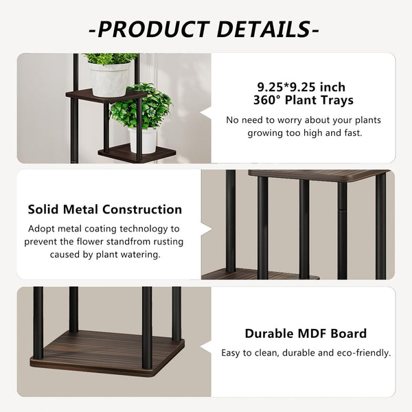 AZERPIAN Plant Stand 4 Tier Indoor Metal Flower Shelf for Multiple Plants Corner Tall Flower Holders for Patio Garden Living Room Balcony Bedroom,