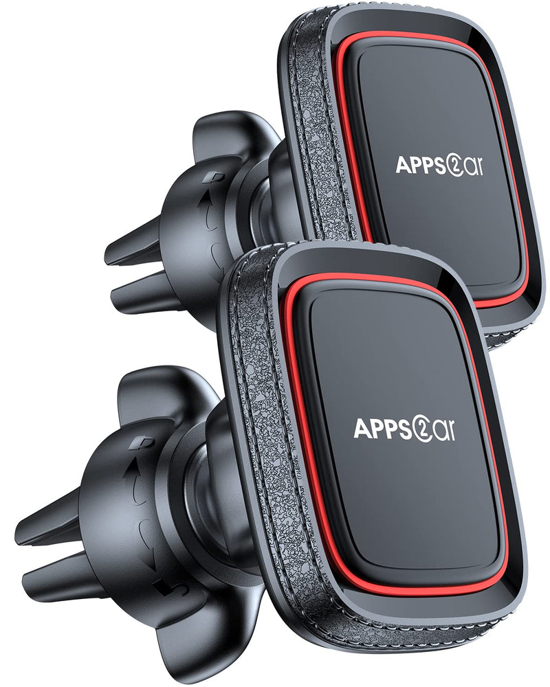 APPS2Car 2 Pack Magnetic Phone Car Mount, Car Phone Holder Mount Magnetic, Built in 6 Strong Magnets, Air Vent Cell Phone Holder for Car with
