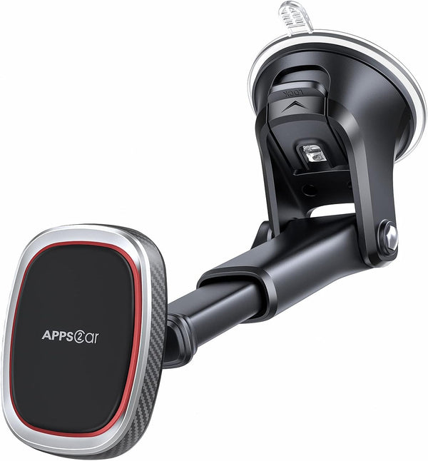Apps2Car Magnetic Phone Mount, Dashboard Windshield Suction Cup Car Phone Holder Phone Mount with 6 Strong Magnets, Adjustable Telescopic Arm,