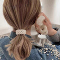 3 Pcs White Pearl Hair Bands for Women Girls, Pearl Bead Elastic Band Hair Elastic Hair Bands Ties for Women Ponytail Holder and Beauty and