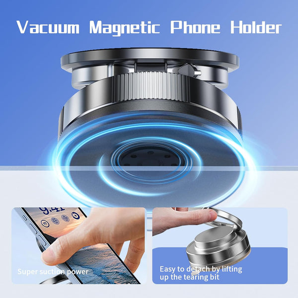 Vacuum Magnetic Phone Holder One-Handed Operation Foldable Adjustable Magnetic Phone Holder 360Â°Rotation for Car/Bathroom/Gym/Kitchen Multi-Scene