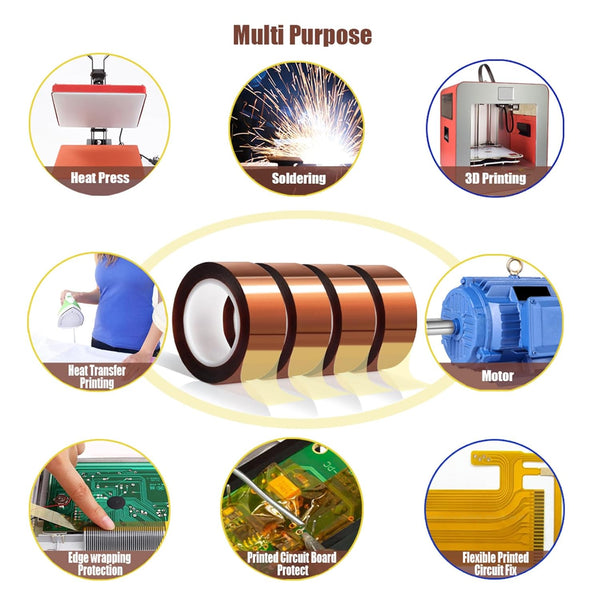 4 Rolls 20mm x16m(52FT) Heat Tape High Temperature Heat Resistant Tape Heat Transfer Tape for Heat Sublimation Press Vinyl,No Residue
