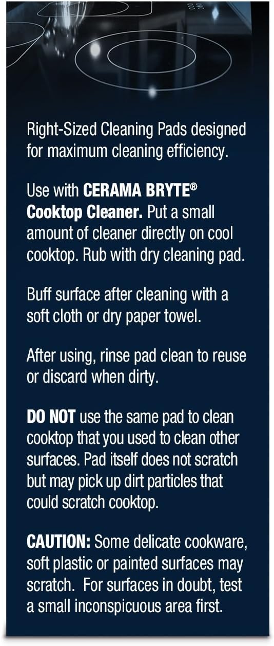 Cerama Bryte 10 X 5 Pack Cleaning Pads Cooktop and Stove Top Cleaner for Glass - Ceramic Surfaces, 50 Count