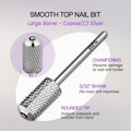 PANA 3/32" Large Smooth round Top Safety Carbide Nail Drill Bit for Gel Polish & Acrylic Removal Nail Salon Manicure Pedicure Electric File Tools
