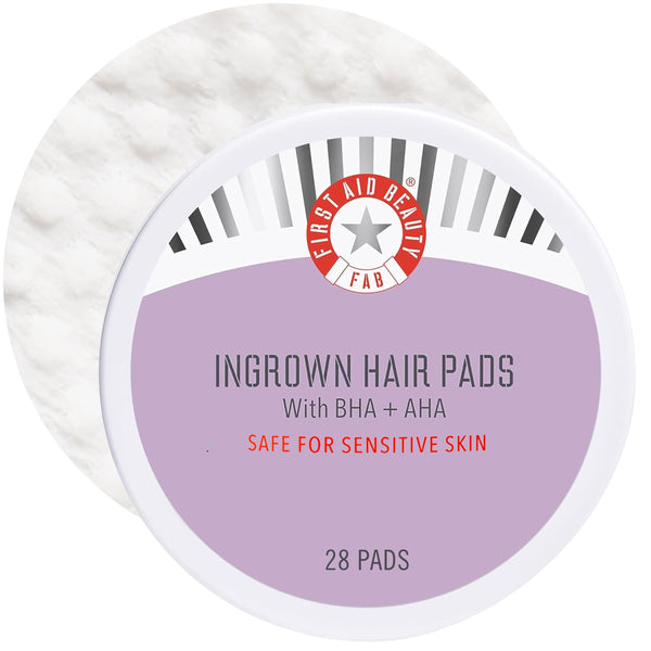 First Aid Beauty - Ingrown Hair Pads with BHA + AHA - Aftershave Treatment Pads to Help Prevent Razor Bumps for Men & Women - Exfoliate Underarms