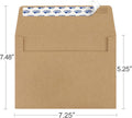 Valbox 200 Qty A7 Invitation Envelopes 5 X 7, 120GSM Brown Kraft Paper Envelopes for 5X7 Cards, Self Seal, Weddings, Invitations, Baby Shower,