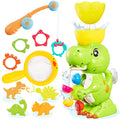 EKUEASYKU Dinosaur Bath Toys for Kids Ages 1-3 2-4 4-8 Toddler Bath Toys Whirling Waterfall Water Toys Fishing Games Bathtub Bath Time Tub Toys