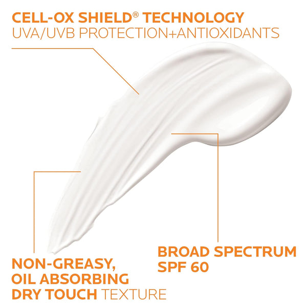 La Roche-Posay Anthelios Clear Skin Sunscreen Dry Touch SPF 60, Oil Free Sunscreen For Face, Oil Absorbing, Broad Spectrum SPF + Antioxidants,