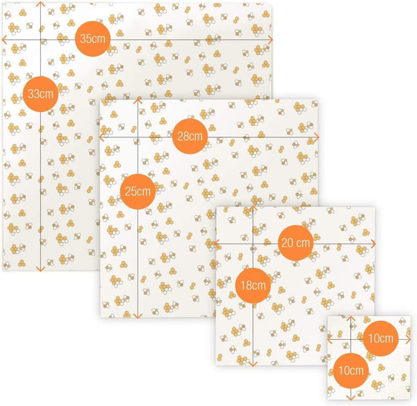 Beeswax Food Wrap (Set of 7) Sustainable Alternative to Aluminum Foil and Albal Paper - for Fruits, Vegetables, Bread, Cheese and Other Foods