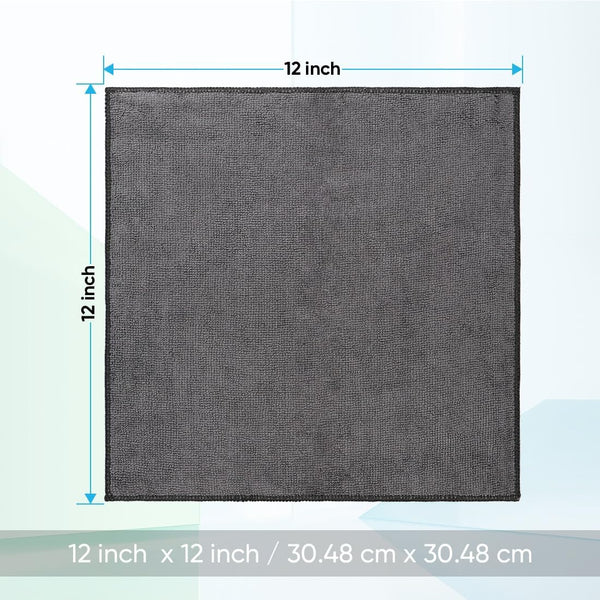 HOMEXCEL Microfiber Washcloths 12 Pack, Highly Absorbent and Soft Face Towel, Multi-Purpose Grey Wash Cloths for Bathroom, Hotel, Spa, Gym, and