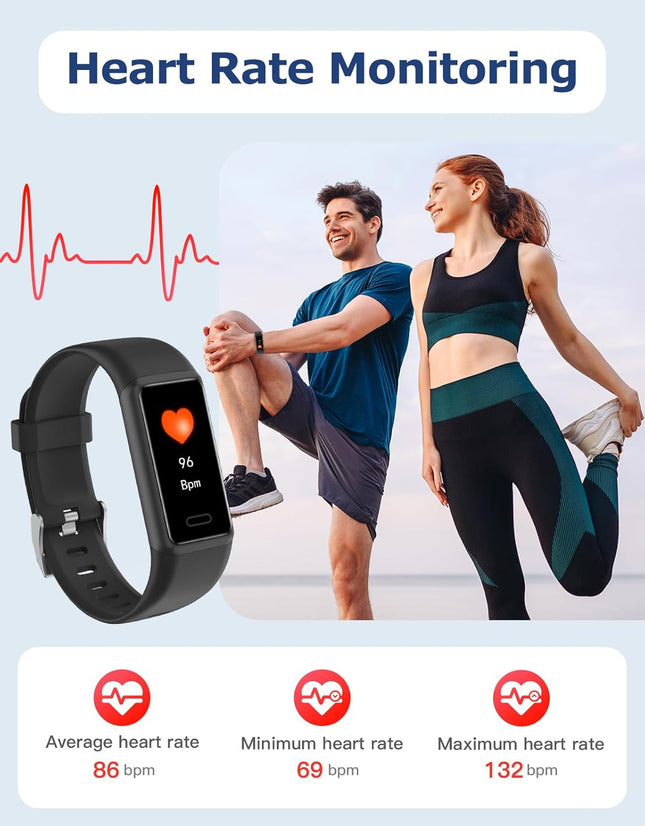 Fitness Tracker, Fitness Watches for Men Women with 24/7 Heart Rate Monitor Sleep Tracker Step/Calorie Counter Stopwatch