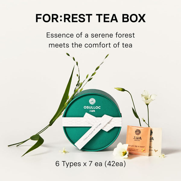 Osulloc For:Rest Tea Box (42 Count, 6 Types X 6Ea,) Exquisite & Unique Gift Idea for Tea Lover, Variety Gift Box Sampler, 6 Unique Blended Tea