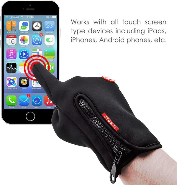 CYG&CL Outdoor Winter Touchscreen Warm Gloves, Water Resistant Windproof Anti-Slip Sports Gloves for Cycling Driving Running Hiking Climbing