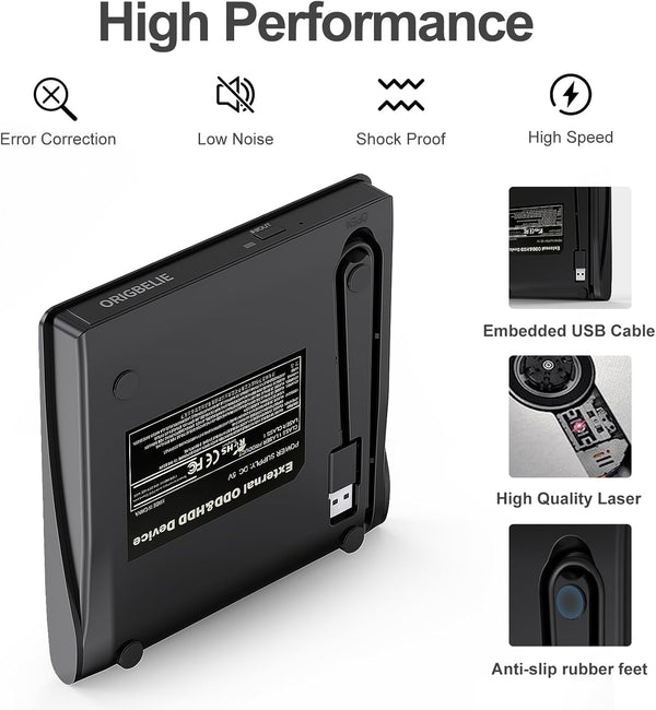 External CD/DVD Drive for Laptop, USB 3.0 CD Burner +/-RW CD ROM External DVD Drive Portable DVD Player for Laptop Desktop PC Apple Mac Windows