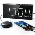 Loud Alarm Clock with Bed Shaker for Heavy Sleeper, Dual Vibrating Alarm Clock with USB Charger for Hearing-Impaired Deaf, 7.5ââ Large LED Display