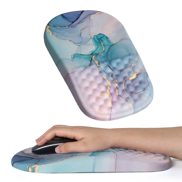 Ergonomic Mouse Pad Wrist Support with Massage Design, Wrist Rest Pain Relief Mousepad with Memory Foam&Non-Slip PU Base, Mouse Pads for Wireless