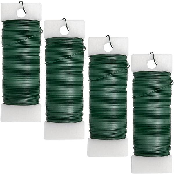 4 Pack 120 Yards 22 Gauge Floral Wire Flexible Paddle Wire Florist Green Wire for Crafts,Wreaths,Christmas Tree,Garland and Floral Flower Arrangements