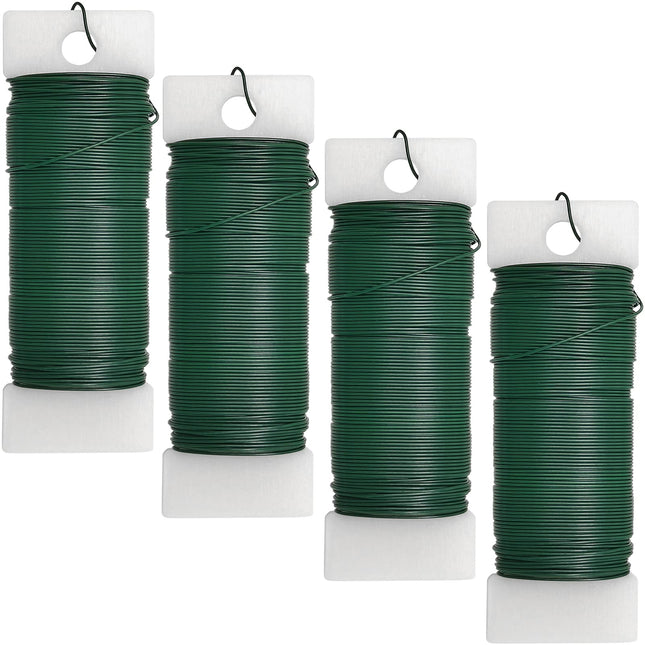 4 Pack 120 Yards 22 Gauge Floral Wire Flexible Paddle Wire Florist Green Wire for Crafts,Wreaths,Christmas Tree,Garland 