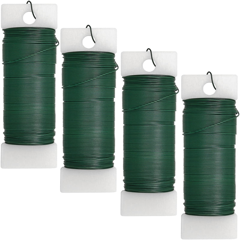 4 Pack 120 Yards 22 Gauge Floral Wire Flexible Paddle Wire Florist Green Wire for Crafts,Wreaths,Christmas Tree,Garland and Floral Flower Arrangements