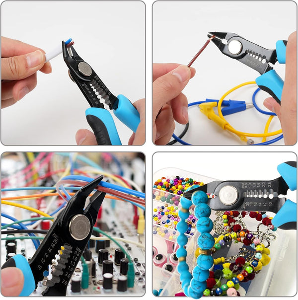 WGGE Wire Cutters Precision Flush Pliers with Supplementary Stripping, Cutting Pliers, Handy and Slim Diagonal Cutters, Ultra Sharp Wire Cutter,