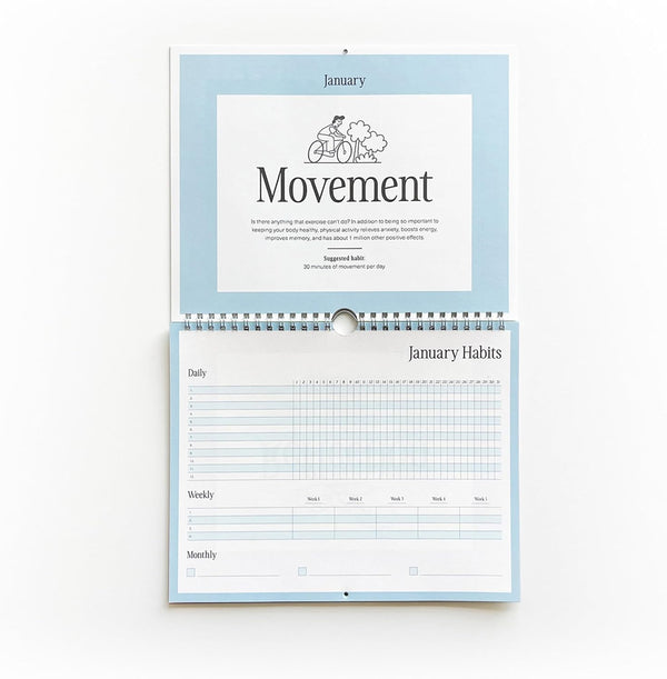 Habit Tracker Calendar & to Do List Planner, Spiral Bound Habit Tracker with Writable Goals, 12 Months Undated, 8"X10â