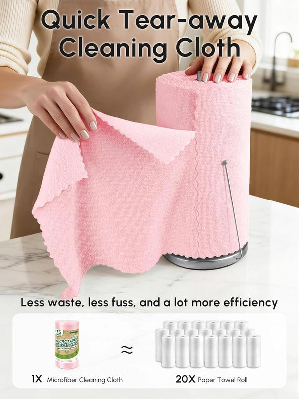 Microfiber Cleaning Cloths Roll 75 Pack 11.8" X 11.8" Reusable Paper Towels Washable Lint Free Quick Dry Ultra Absorbent Scratch Free Tear Away
