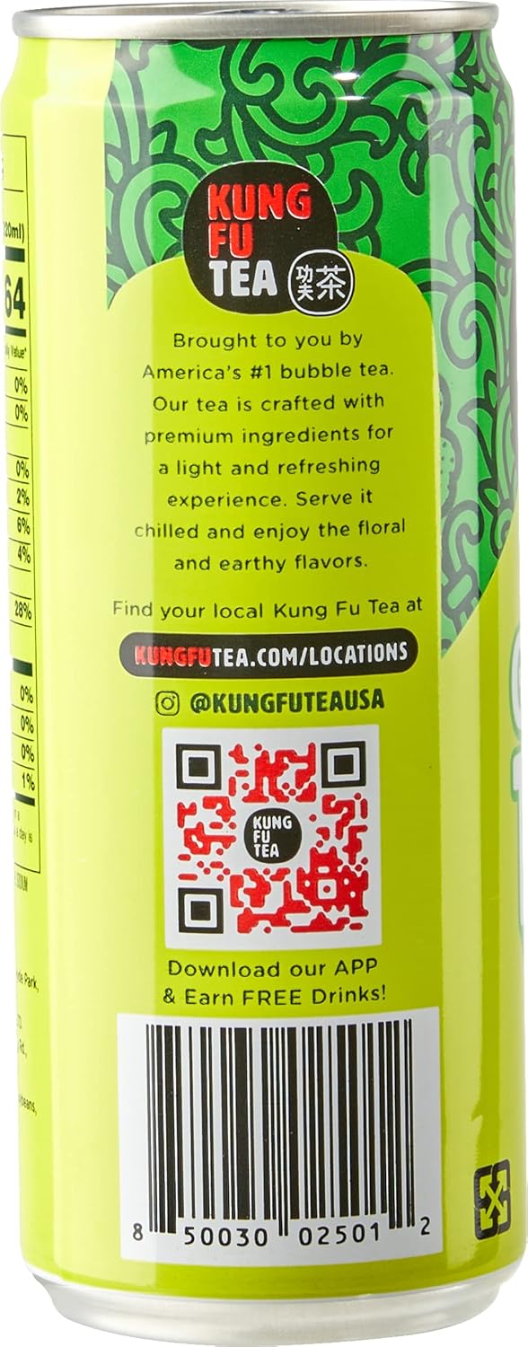 Kung Fu Tea Canned Green Tea â Lightly Sweetened Green Tea in a Can, Ready to Drink â All Natural, Premium Iced Tea â 10.8 Oz Cans, Pack of 6