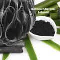 SHOWER BOUQUET Loofah-Charcoal Back-Scrubber & Bath-Sponge Set // 1 Long-Handle-Back-Brush Plus 2 Extra Large 75g Soft Mesh Loofa-Lufa-Loufa Puff