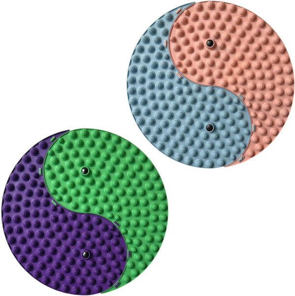 Yinyang Balance Foot Massage Mat 2 Pack, Tai Ji Bagua Pattern with Magnetic Therapy, Custom Color Acupressure Reflexology Mat for Daily