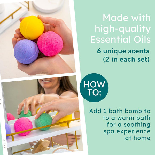 Anovina 12XL Bath Bombs Gift Set USA Made with Natural Essential Oils for Women & Kids â Aromatherapy Holiday Gifts Ideas. Mothers Day Gift Idea.