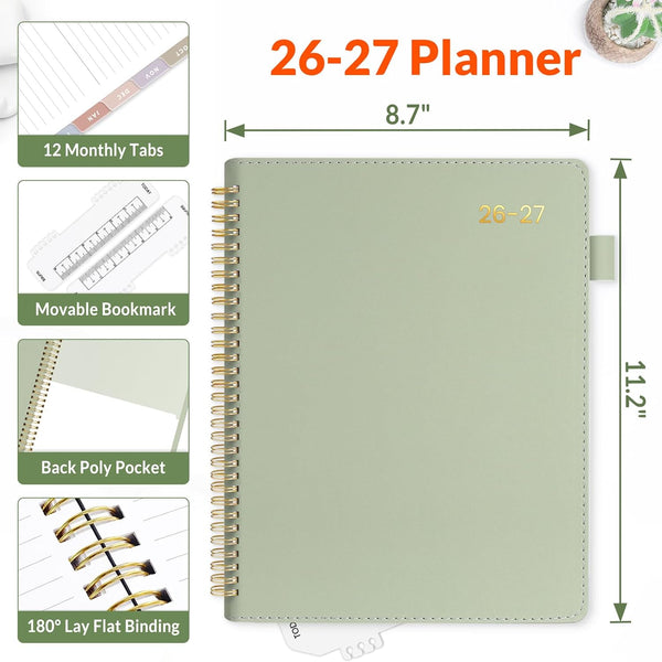 SUNEE 2025-2026 Weekly & Monthly Planner 9"X11.2" - 12 Month (July 2025 - June 2026), Vegan Leather Cover Planner Academic Year Calendar, Pocket,