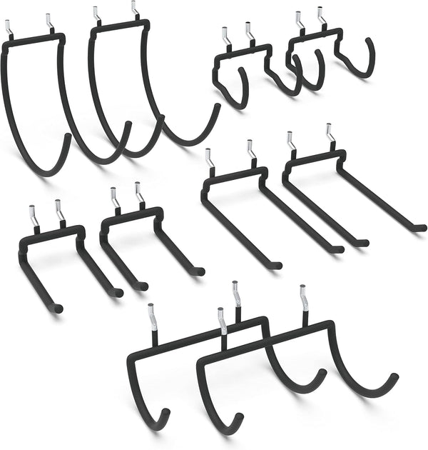 HUHOLE Pegboard Drill Holder, Peg Board Utility Hooks, 10 Pack Heavy Duty Peg Board Tool Holder for Power Tools, Drill, Hammer, Cord, Fit for 1/4