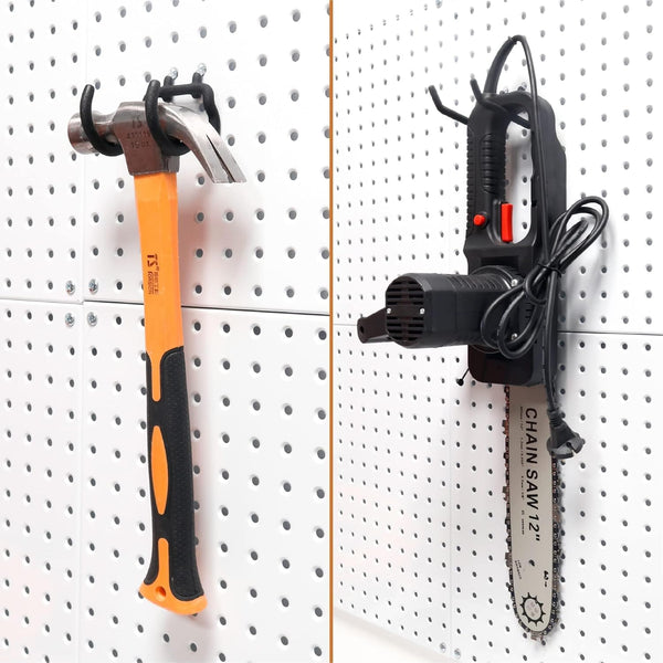 HUHOLE Pegboard Drill Holder, Peg Board Utility Hooks, 10 Pack Heavy Duty Peg Board Tool Holder for Power Tools, Drill, Hammer, Cord, Fit for 1/4
