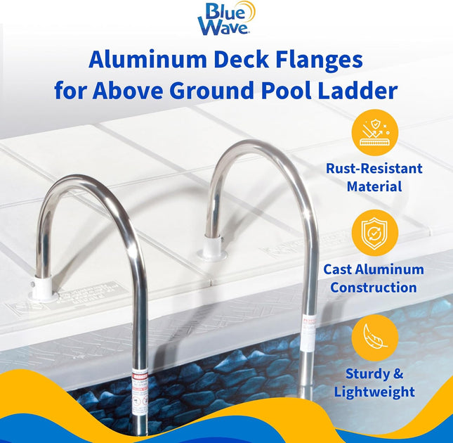Blue Wave NE1228PR Aluminum Deck Flanges for above Ground Pool Ladder - Pair