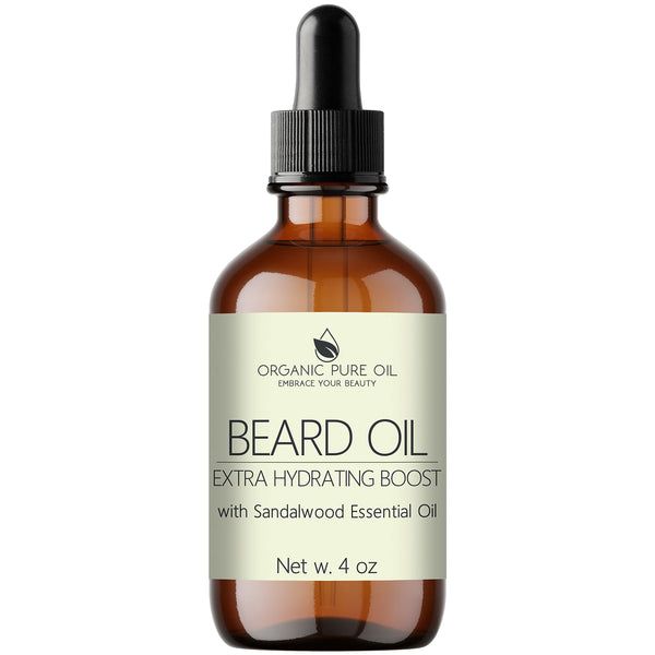 OPO - Organic Beard Oil for Men: 4 Oz Sandalwood, Non-Gmo, Vegan Facial Hair Conditioner for Fast Growing Beard, Mustache, Eyelash & Eyebrows