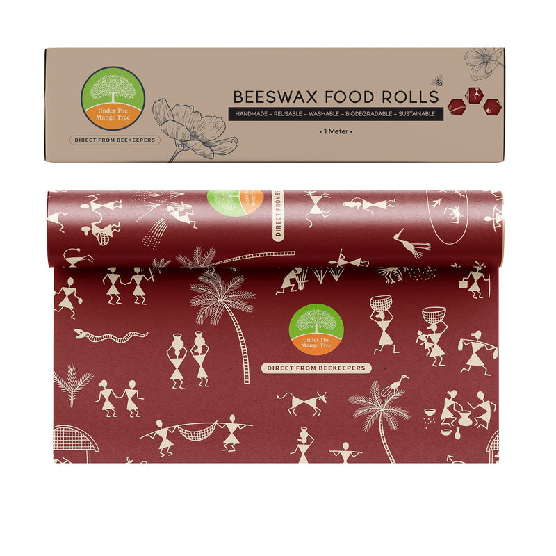 UNDER the MANGO TREE Beeswax Wrap â Reusable Food Wrap Roll 1 Metre (13 X 39 Inch) | Organic Cotton Wax Paper for Food Storage | Sustainable,