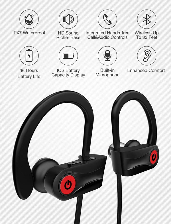 Otium Bluetooth Earbuds Wireless Headphones Bluetooth Headphones, Sports Earbuds, IPX7 Waterproof Stereo Earphones for Gym Running 15 Hours