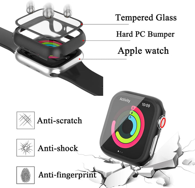 HASDON [12 Pack] Case Compatible with Apple Watch 40Mm SE 2 Series 6 5 4 SE with Tempered Glass Screen Protector, Hard P