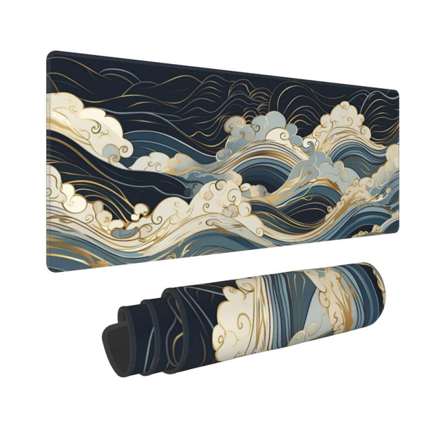 Abstract Marble Gaming Mouse Pad XL, Large Non Slip Rubber Mousepad, Stitched Edges Mouse Pads, Long Extended Mouse Pad,