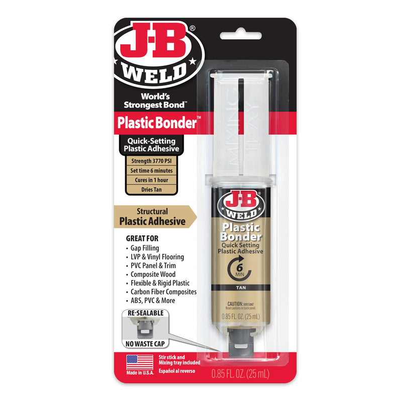 J-B Weld 50133 Plastic Bonder Structural Adhesive Syringe - Tan - 25 Ml